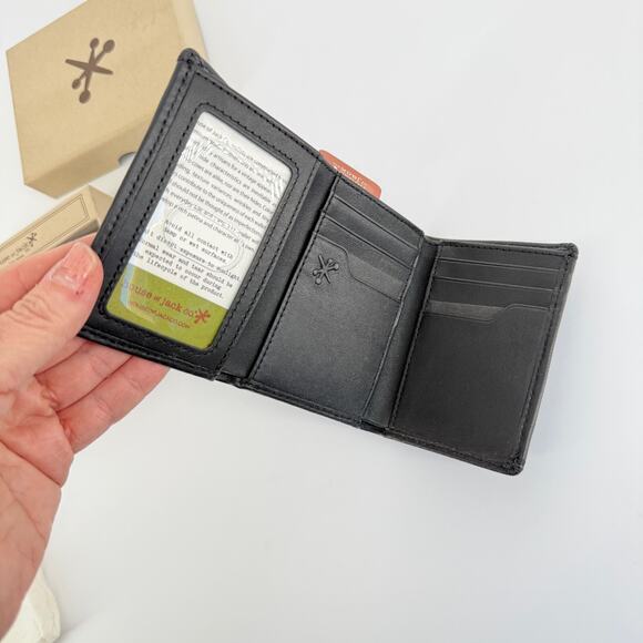 House of Jack Mens Wallet Eastwood Double Bill Black Leather Card Slots Trifold - Picture 6 of 7